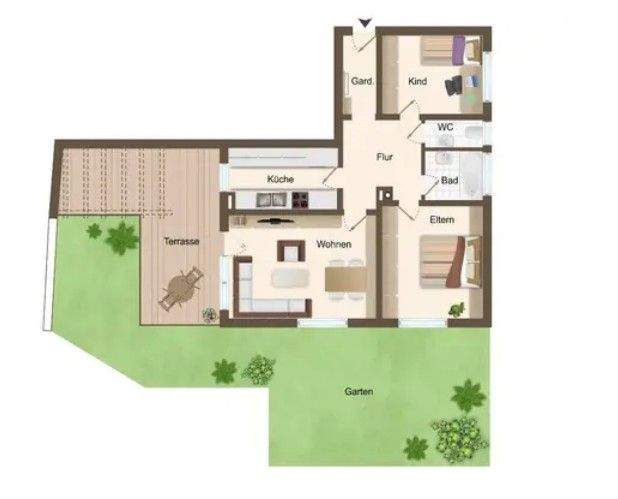 Etagenwohnung Stuttgart Mühlhausen - 3 Zimmer, 78 m&sup2;, 299.000&euro; | Angebot:25696178