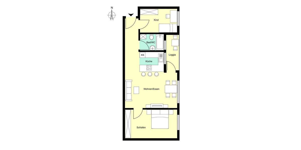 Etagenwohnung Stuttgart Giebel - 3 Zimmer, 64 m&sup2;, 235.000&euro; | Angebot:25670988