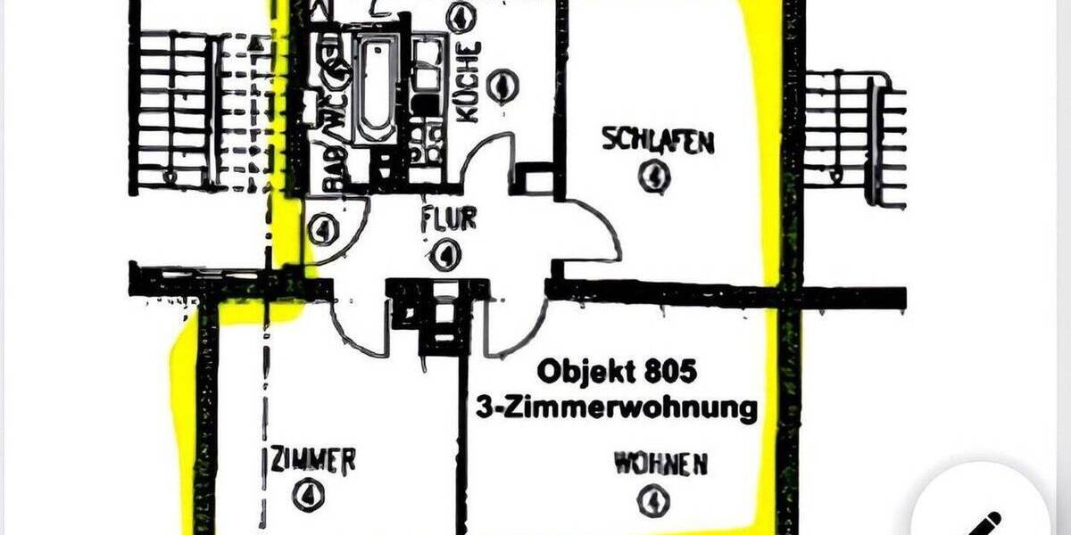 Etagenwohnung Stuttgart Bad Cannstatt - 3 Zimmer, 70 m&sup2;, 230.000&euro; | Angebot:26616916