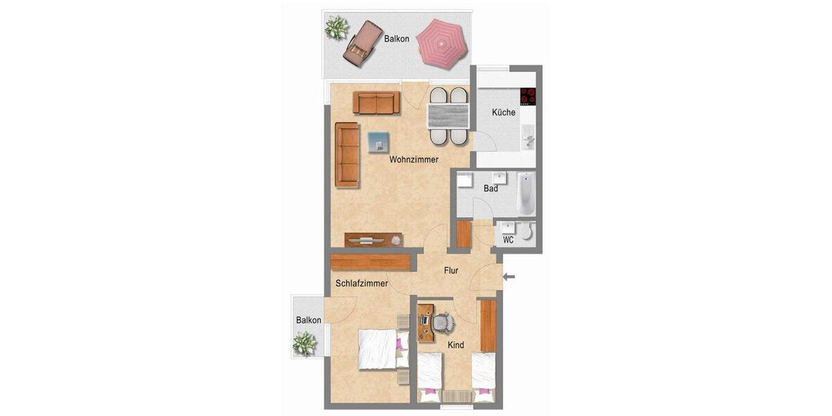 Erdgeschoßwohnung Köngen - 3 Zimmer, 85 m&sup2;, 420.000&euro; | Angebot:26794945