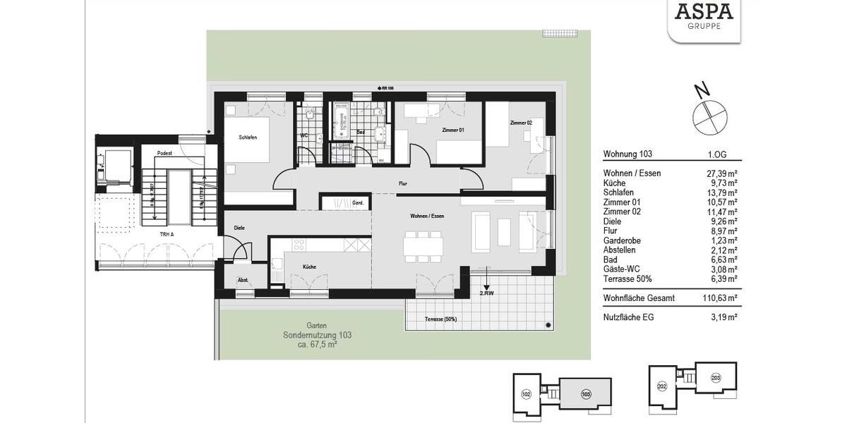 Erdgeschoßwohnung Oppenweiler - 4 Zimmer, 110 m&sup2;, 1.610&euro; | Angebot:26421382