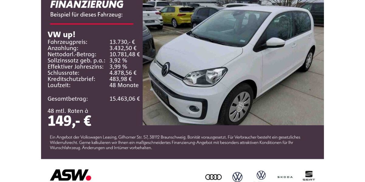 VW up! 29.900 km 13.730 &euro; Weinsberg 74189