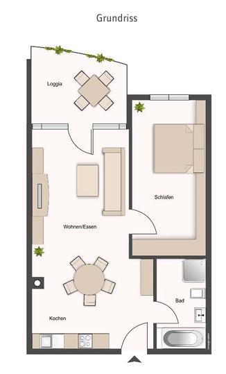 Hochparterre Ludwigsburg - 2 Zimmer, 55 m&sup2;, 955&euro; | Angebot:27587596
