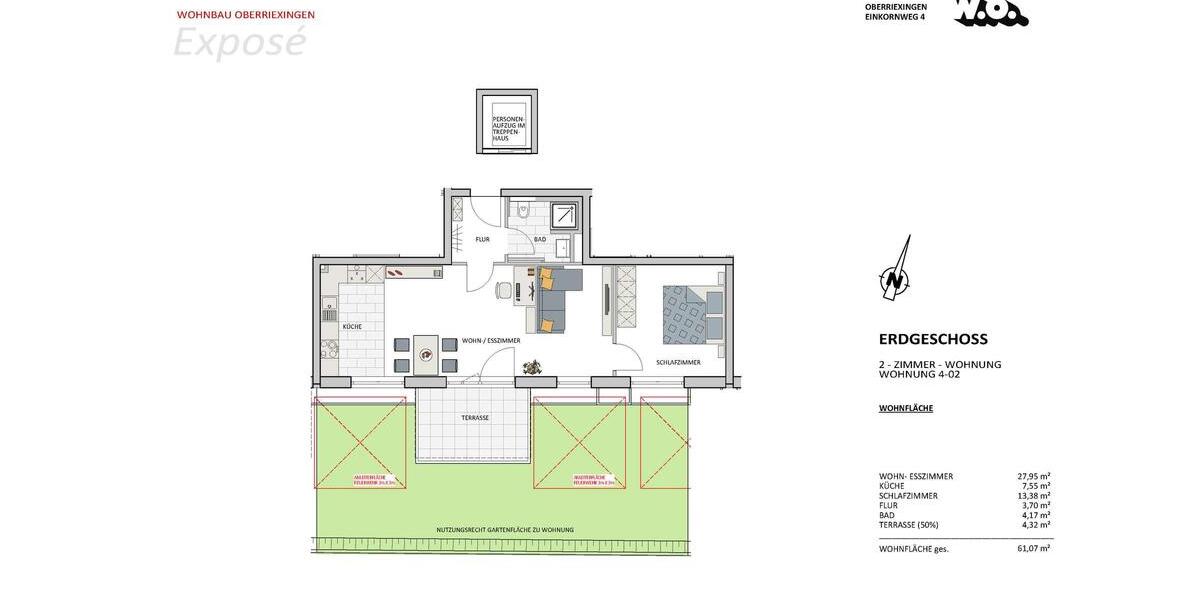 Etagenwohnung Oberriexingen - 2 Zimmer, 61 m&sup2;, 910&euro; | Angebot:23660185