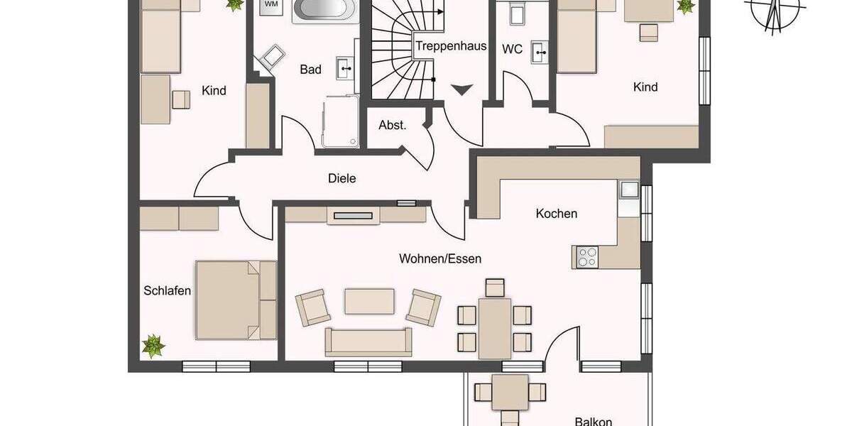 Etagenwohnung Waiblingen Hegnach - 4 Zimmer, 125 m&sup2;, 1.750&euro; | Angebot:25776412