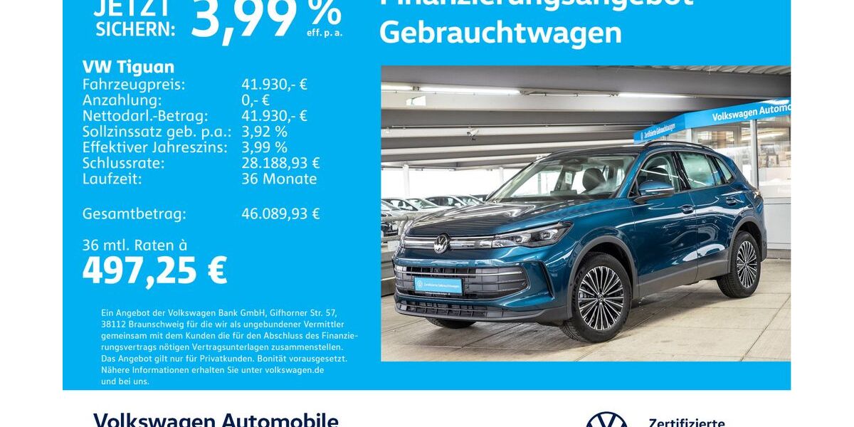 VW Tiguan 9.197 km 41.930 &euro; Stuttgart-Wangen 70188