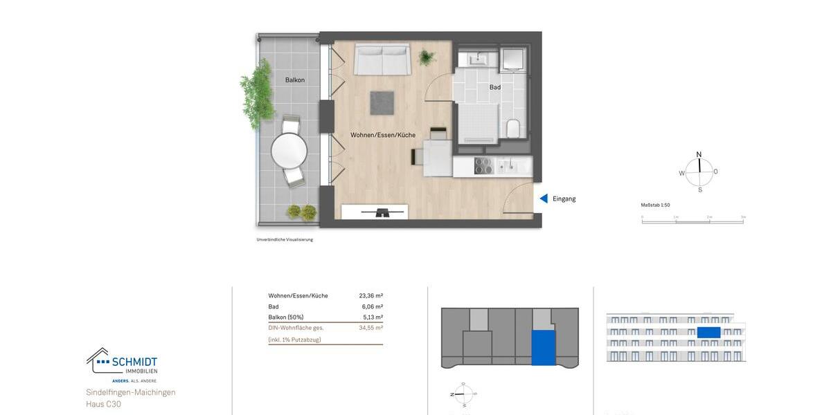 Etagenwohnung Sindelfingen Darmsheim - 1 Zimmer, 35 m&sup2;, 650&euro; | Angebot:24533260