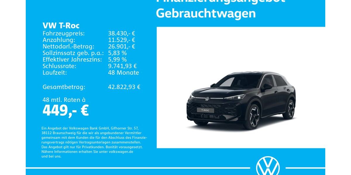 VW T-Roc 1.505 km 38.430 &euro; Stuttgart-Wangen 70188