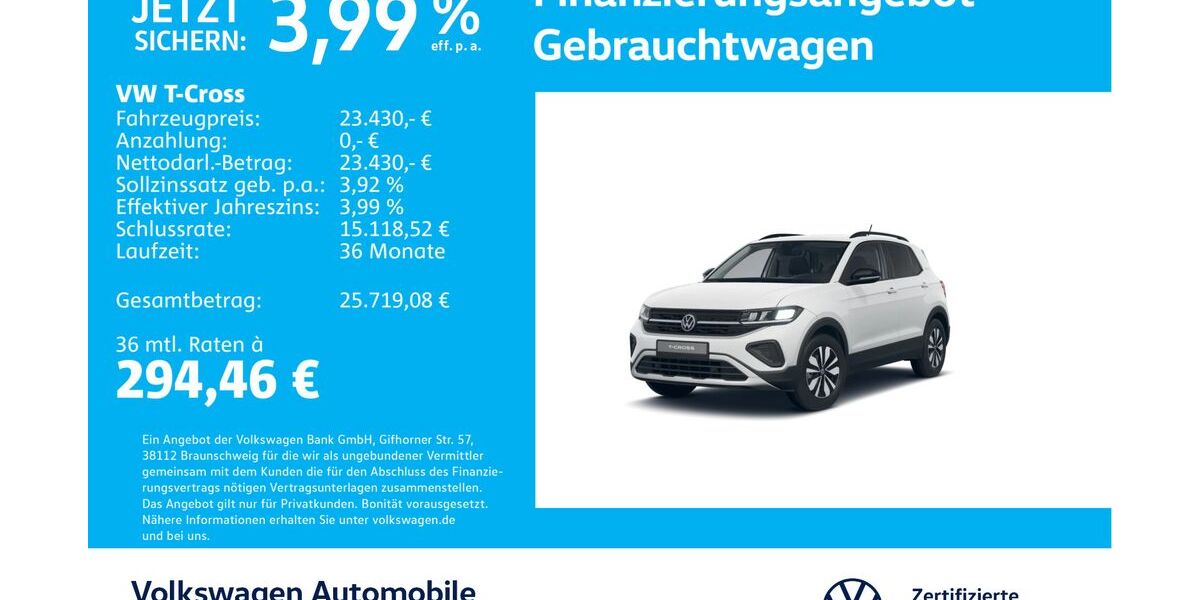 VW T-Cross 6.634 km 23.430 &euro; Stuttgart-Feuerbach 70469