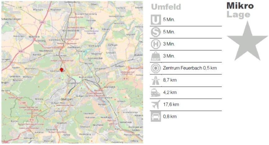 Erdgeschoßwohnung Stuttgart Feuerbach - 2 Zimmer, 51 m&sup2;, 1.200&euro; | Angebot:26448434