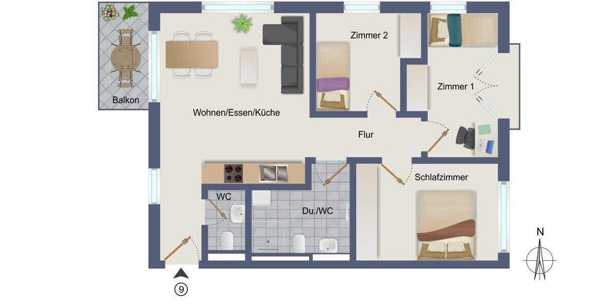 Etagenwohnung Asperg - 4 Zimmer, 65 m&sup2;, 431.900&euro; | Angebot:25692083