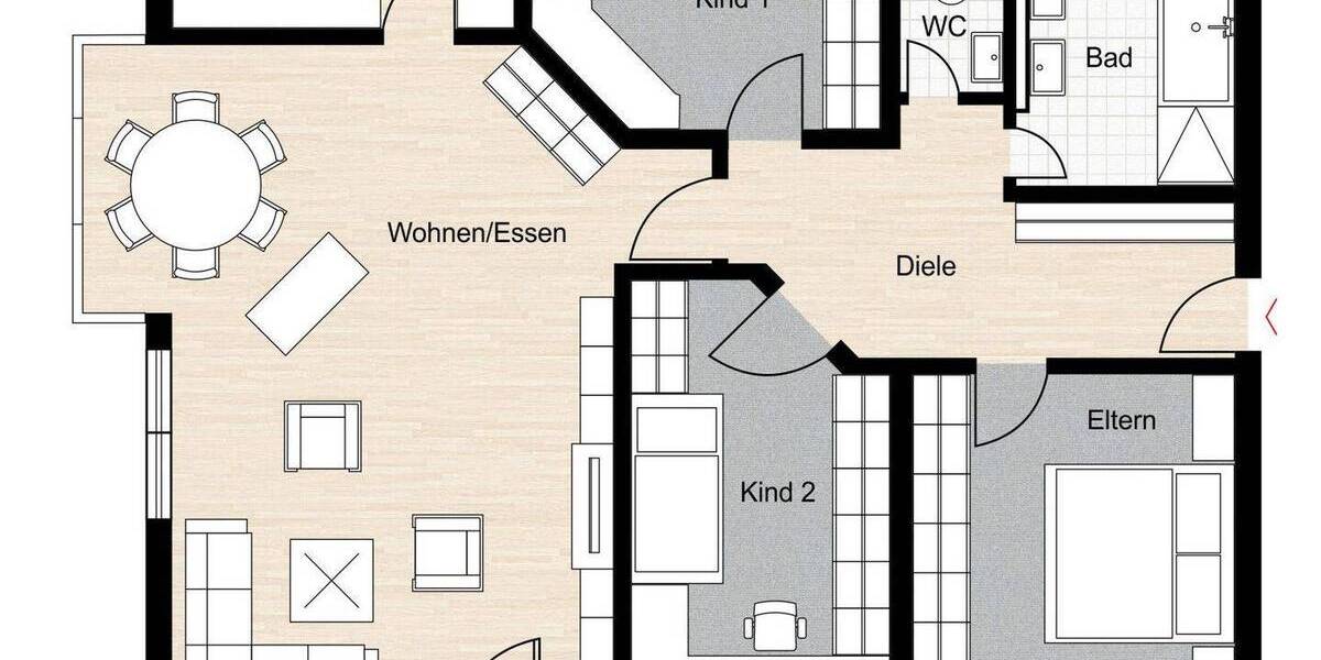 Etagenwohnung Filderstadt Plattenhardt - 4 Zimmer, 106 m&sup2;, 1.500&euro; | Angebot:26570057