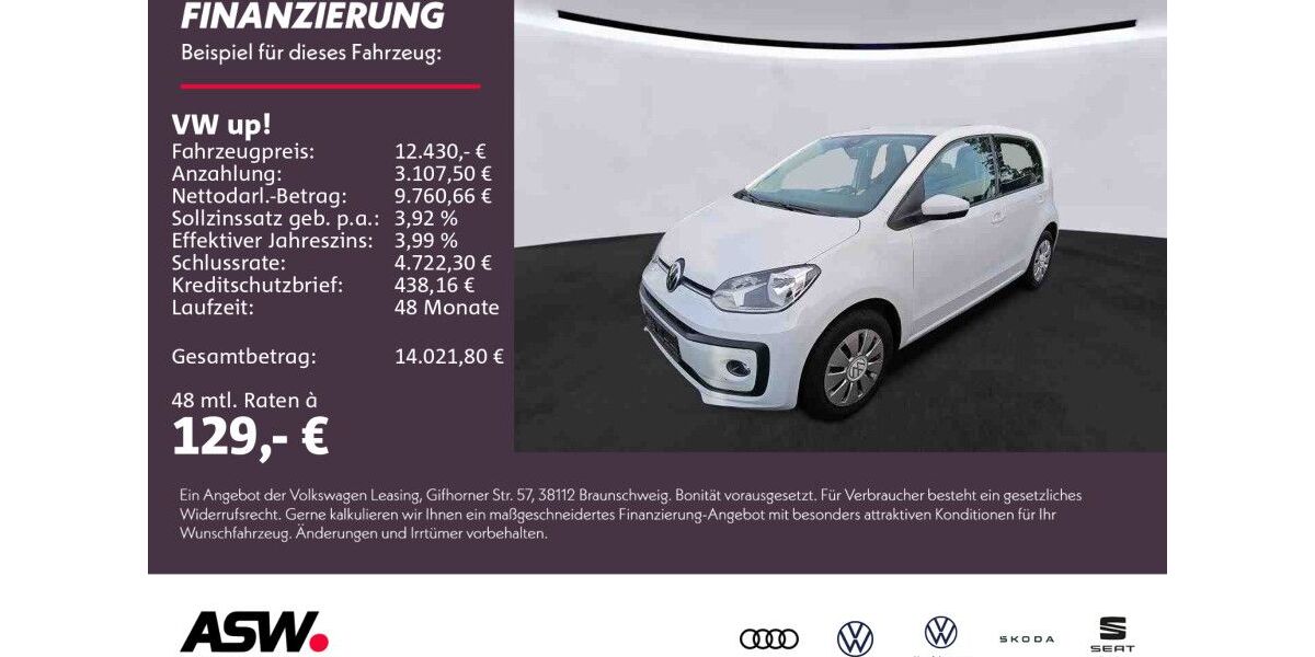 VW up! 34.990 km 12.430 &euro; Weinsberg 74189