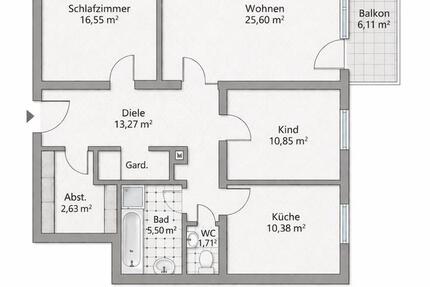 Wohnung Backnang - 3 Zimmer, 93 m&sup2;, 1.300&euro; | Angebot:26399918