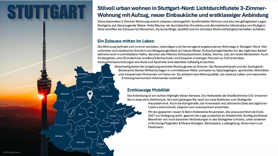 Etagenwohnung Stuttgart Stuttgart-Nord - 3 Zimmer, 73 m&sup2;, 1.120&euro; | Angebot:27547218