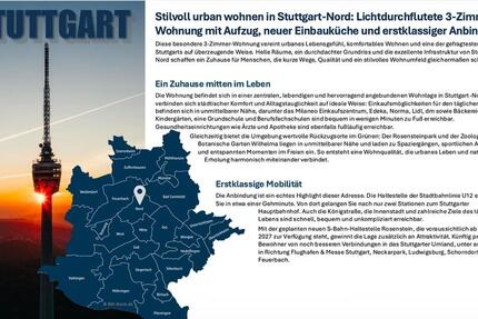 Wohnung Stuttgart Stuttgart-Nord - 3 Zimmer, 73 m&sup2;, 1.120&euro; | Angebot:27547218