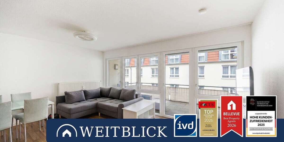Etagenwohnung Ludwigsburg Eglosheim - 2 Zimmer, 57 m&sup2;, 1.050&euro; | Angebot:26972170