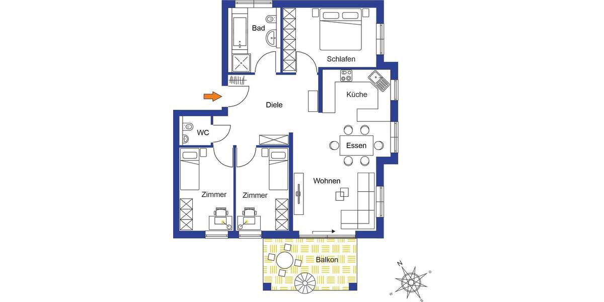 Etagenwohnung Magstadt - 4 Zimmer, 92 m&sup2;, 460.000&euro; | Angebot:25694978