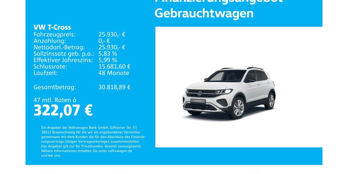 VW T-Cross 5.105 km 25.530 &euro; Stuttgart-Wangen 70188