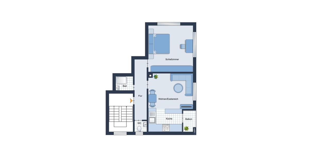 Erdgeschoßwohnung Stuttgart Stuttgart-Nord - 2 Zimmer, 56 m&sup2;, 1.090&euro; | Angebot:25380380