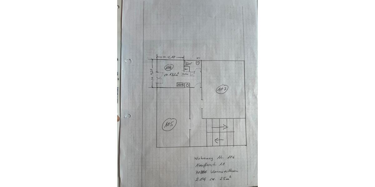Etagenwohnung Kornwestheim - 1 Zimmer, 25 m&sup2;, 135.000&euro; | Angebot:26591811