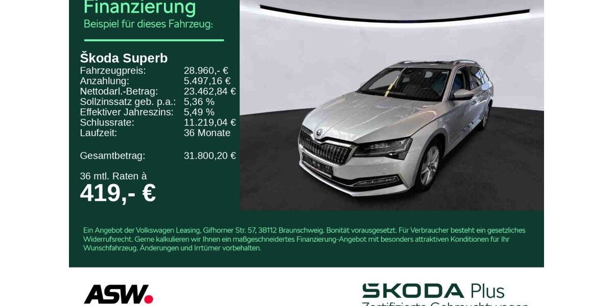 Skoda Superb 49.600 km 28.960 &euro; Heilbronn 74076