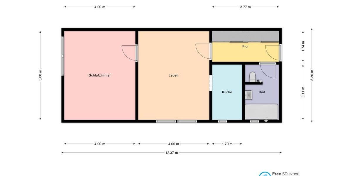Dachgeschoßwohnung Stuttgart Stuttgart-Ost - 2 Zimmer, 50 m&sup2;, 920&euro; | Angebot:25794094