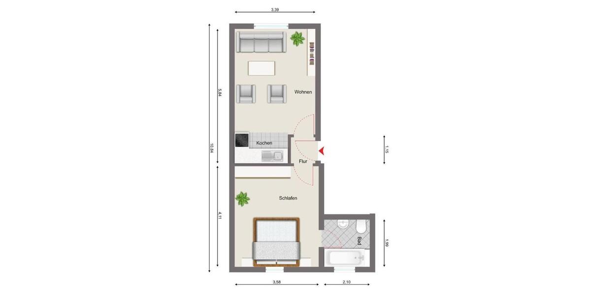Erdgeschoßwohnung Friolzheim - 2 Zimmer, 41 m&sup2;, 630&euro; | Angebot:24605675