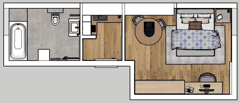 Dachgeschoßwohnung Stuttgart Mühlhausen - 1 Zimmer, 24 m&sup2;, 135.000&euro; | Angebot:27166095