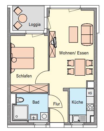 Etagenwohnung Stuttgart Vaihingen - 2 Zimmer, 52 m&sup2;, 830&euro; | Angebot:25948412