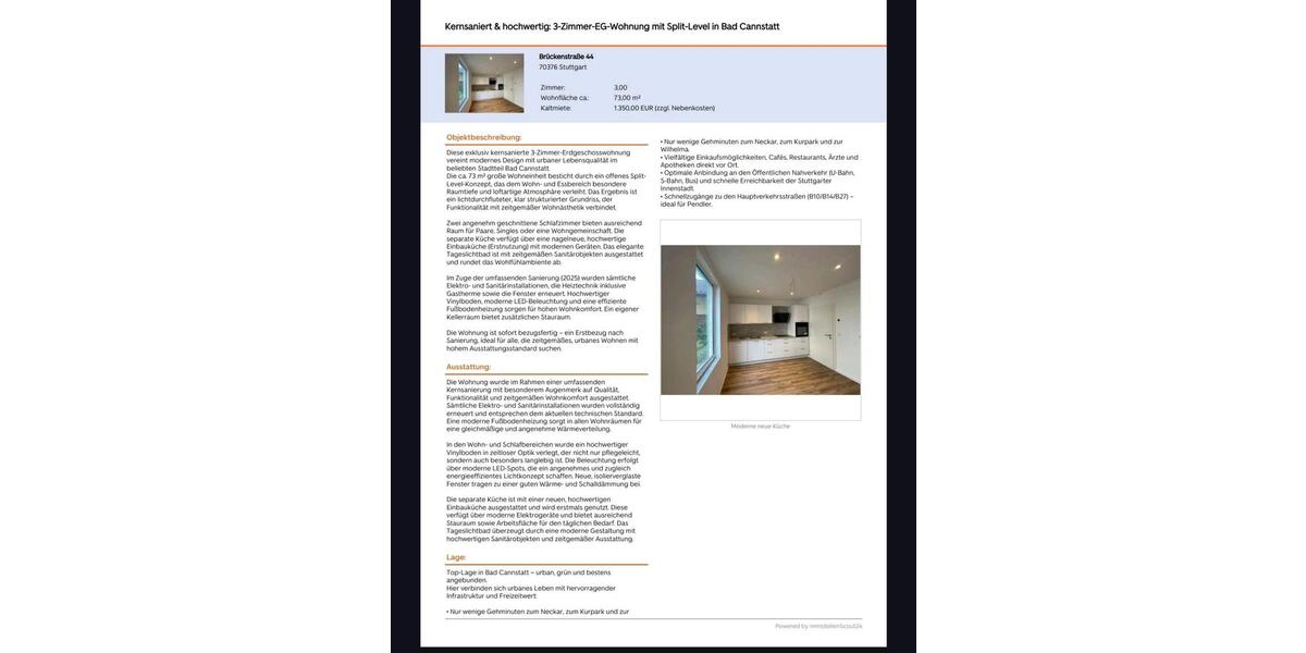 Erdgeschoßwohnung Sindelfingen Darmsheim - 3 Zimmer, 73 m&sup2;, 1.350&euro; | Angebot:25342590