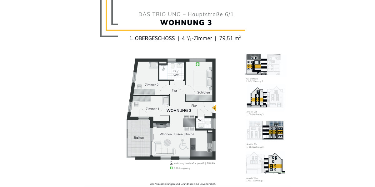 Etagenwohnung Fellbach-Oeffingen Oeffingen - 4 Zimmer, 79 m&sup2;, 508.900&euro; | Angebot:25779675