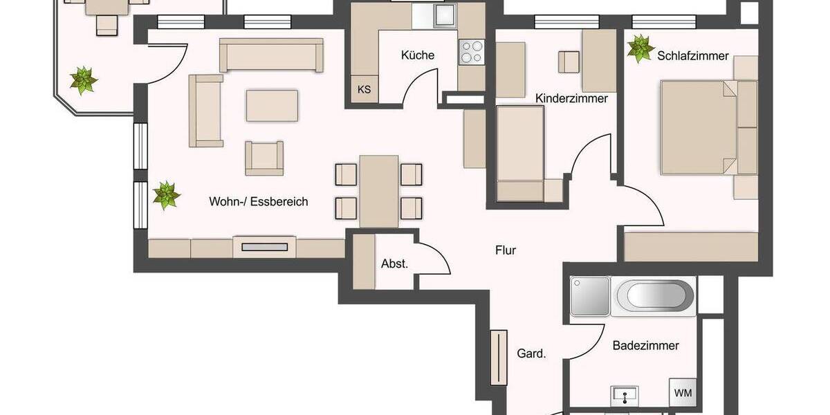 Etagenwohnung Waiblingen Beinstein - 3 Zimmer, 87 m&sup2;, 399.000&euro; | Angebot:25697770