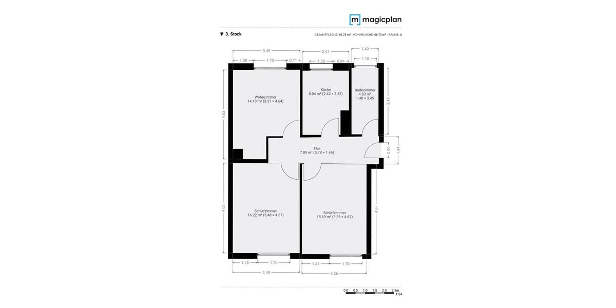 Etagenwohnung Stuttgart - 3 Zimmer, 66 m&sup2;, 229.000&euro; | Angebot:25378162