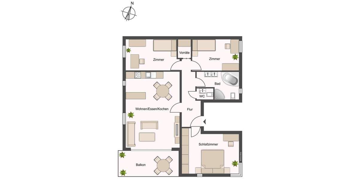 Etagenwohnung Bietigheim-Bissingen Bissingen - 4 Zimmer, 100 m&sup2;, 449.000&euro; | Angebot:25746168