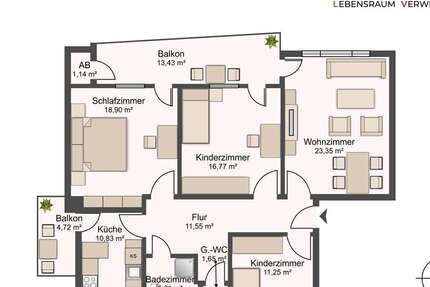 Wohnung Backnang - 4 Zimmer, 109 m&sup2;, 379.000&euro; | Angebot:24784634