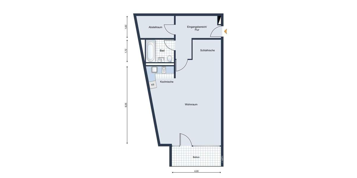 Etagenwohnung Stuttgart / Stuttgart-Mitte Mitte - 1 Zimmer, 56 m&sup2;, 250.000&euro; | Angebot:25662812