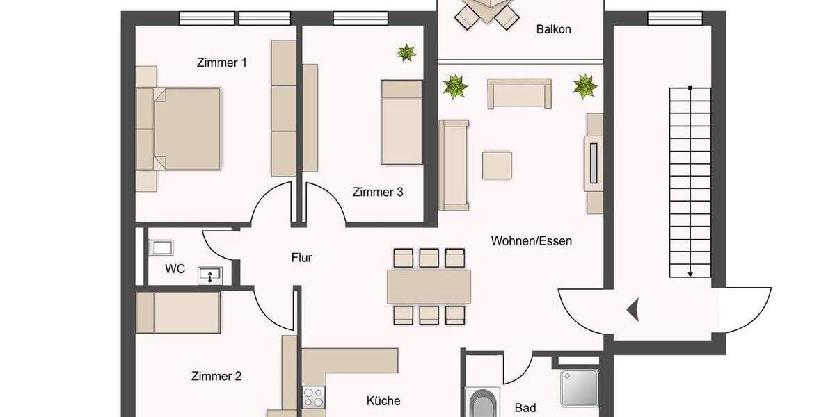 Etagenwohnung Waiblingen Beinstein - 4 Zimmer, 97 m&sup2;, 545.000&euro; | Angebot:25744273