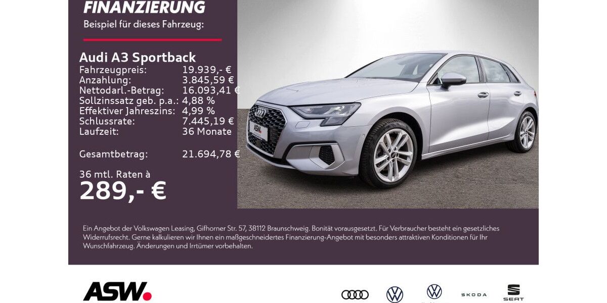 Audi A3 63.600 km 19.939 &euro; Weinsberg 74189
