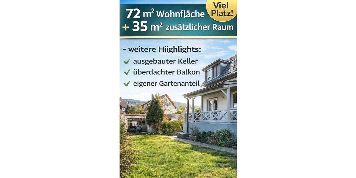 Erdgeschoßwohnung Murrhardt - 3.5 Zimmer, 72 m&sup2;, 305.000&euro; | Angebot:25379479