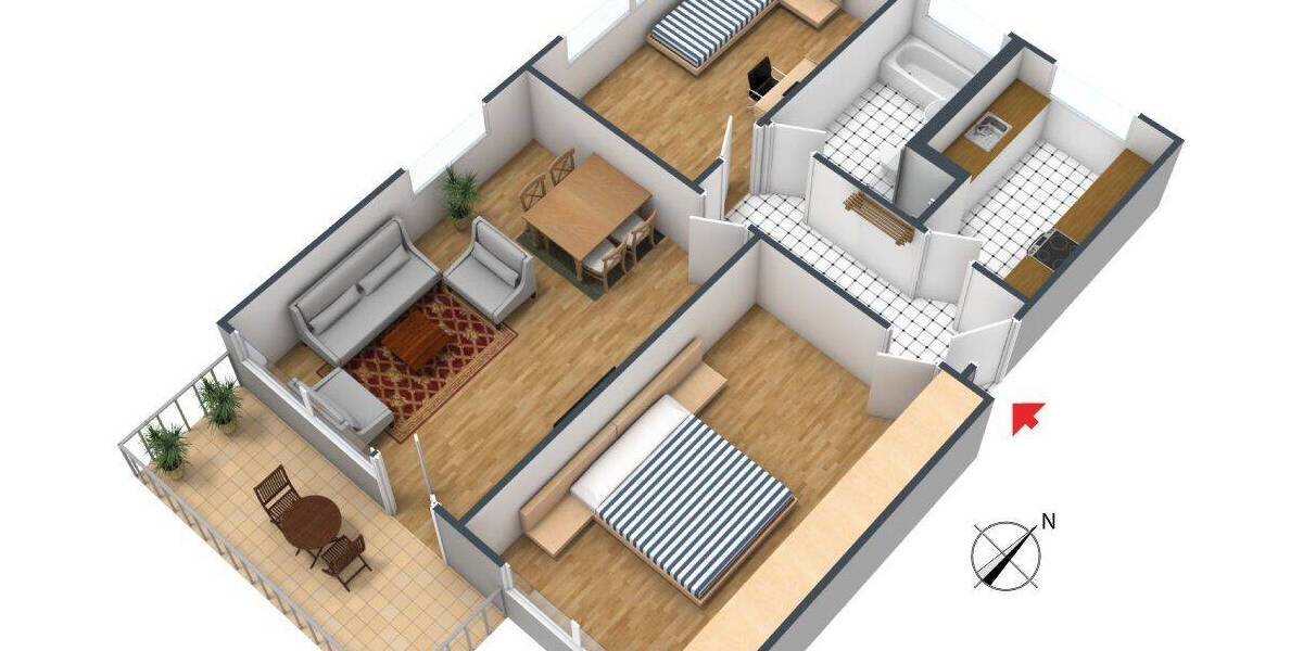 Etagenwohnung Stuttgart Stammheim - 3 Zimmer, 77 m&sup2;, 1.170&euro; | Angebot:26627322