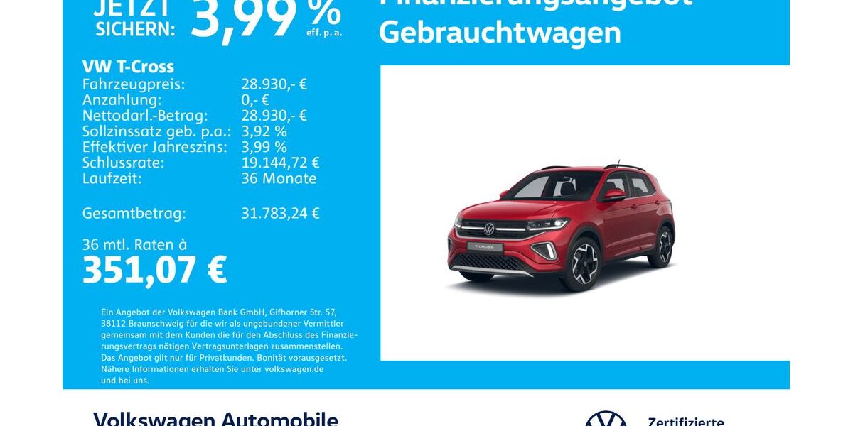 VW T-Cross 11.461 km 28.930 &euro; Stuttgart-Feuerbach 70469