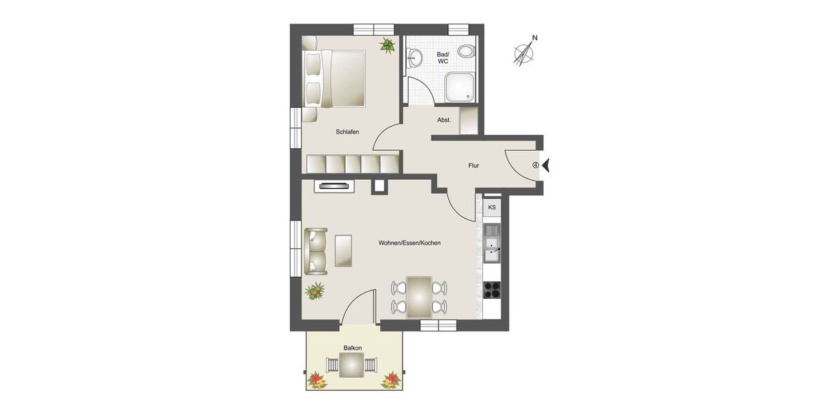Etagenwohnung Denkendorf - 2 Zimmer, 56 m&sup2;, 338.900&euro; | Angebot:25704037