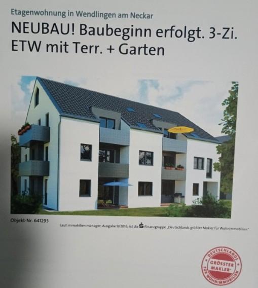 Erdgeschoßwohnung Wendlingen am Neckar - 3.5 Zimmer, 83 m&sup2;, 455.000&euro; | Angebot:25831343