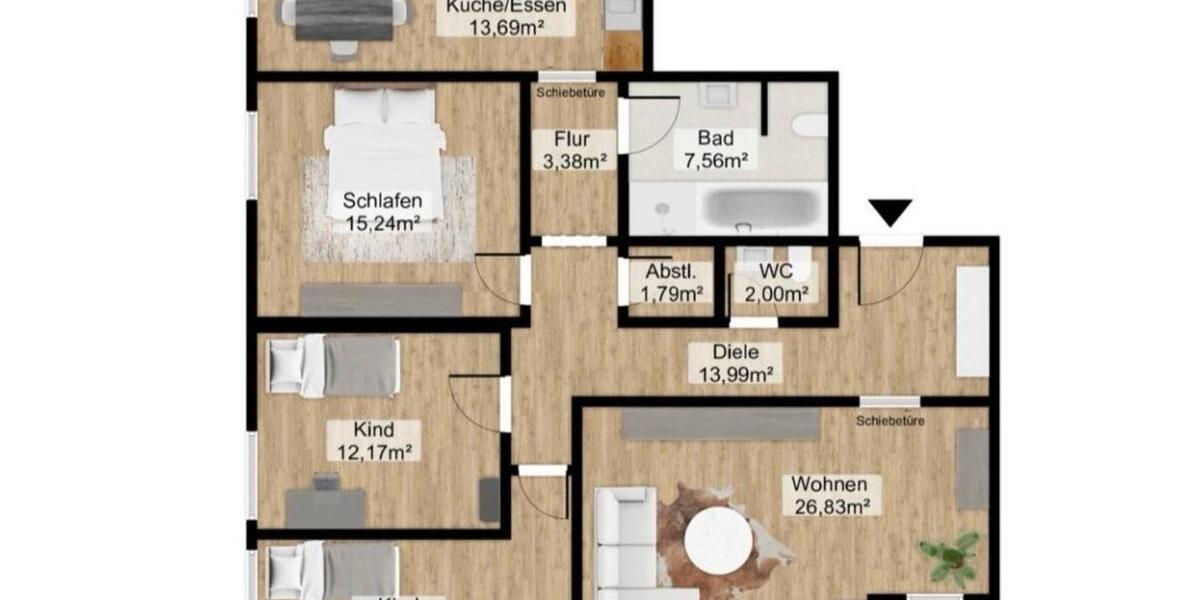 Etagenwohnung Marbach am Neckar - 4 Zimmer, 108 m&sup2;, 450.000&euro; | Angebot:26619155