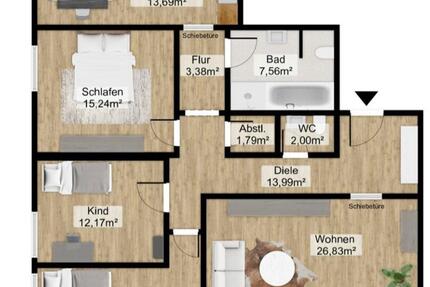 Wohnung Marbach am Neckar - 4 Zimmer, 108 m&sup2;, 449.000&euro; | Angebot:24980143