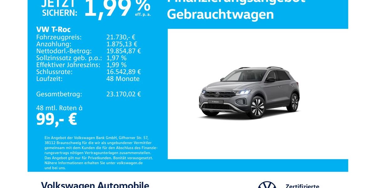 VW T-Roc 25.324 km 21.730 &euro; Stuttgart-Wangen 70188